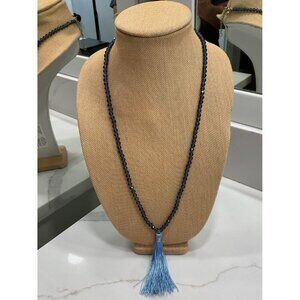 J. Crew Faceted Beaded Blue Tassel Necklace